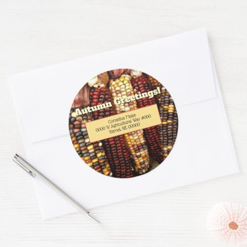 Colorful Indian Corn Kernels Photo Envelope Seals