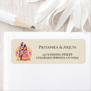 Colorful Indian Couple Label