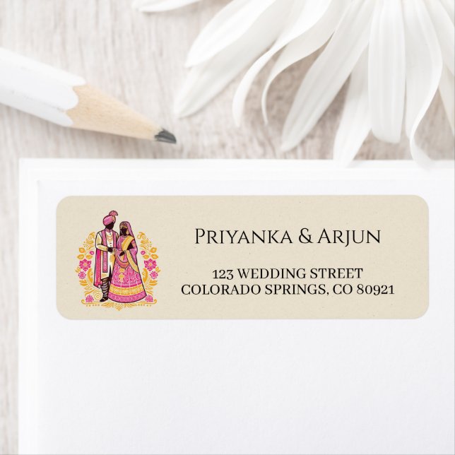Colorful Indian Couple Label (Insitu)