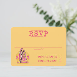 Colorful Indian Couple RSVP Card
