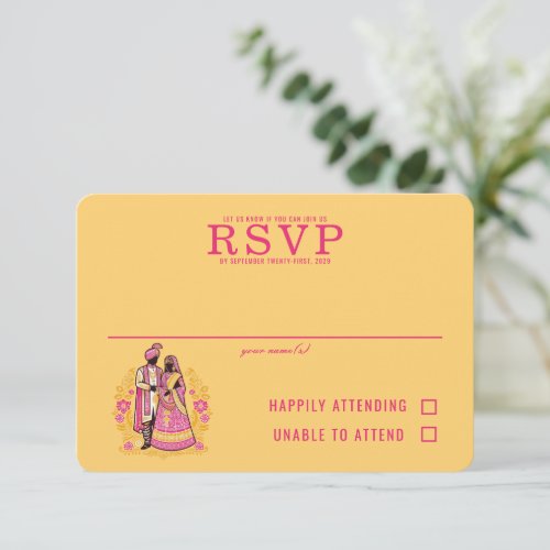 Colorful Indian Couple RSVP Card