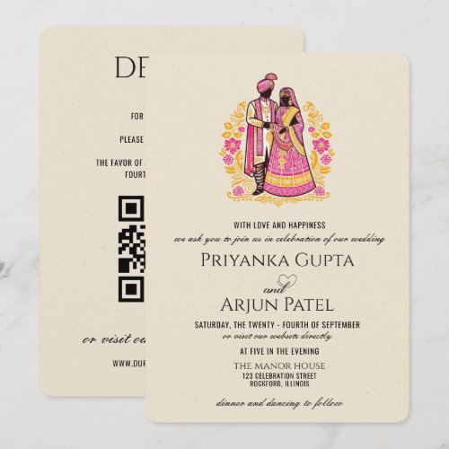 Colorful Indian Couple Wedding Invitation