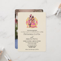 Colorful Indian Couple Wedding Invitation
