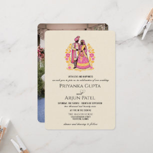 Colorful Indian Couple Wedding Invitation