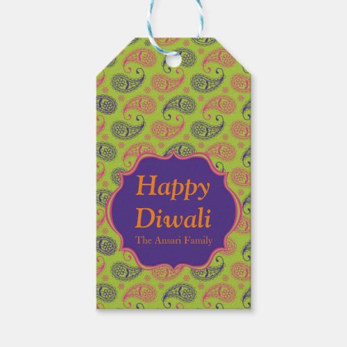 Colorful Indian Pattern Diwali Gift Tags