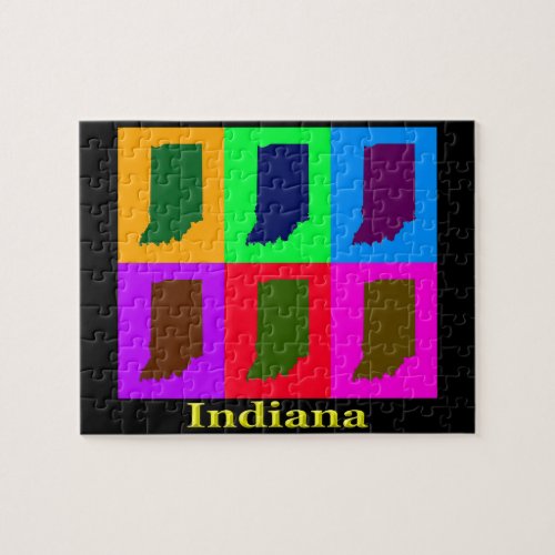 Colorful Indiana State Pop Art Map Jigsaw Puzzle