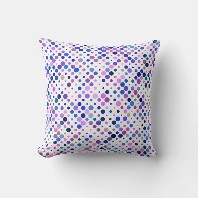 Colorful, Indigo, Purple & Blue Dots Throw Pillow (Front)