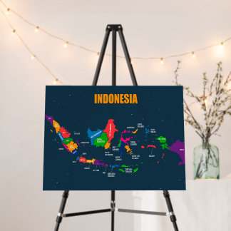 COLORFUL INDONESIA MAP ILLUSTRATION DESIGN FOAM BOARD