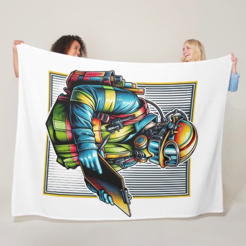 Colorful industrial safety specialist Fleecedecke Fleece Blanket