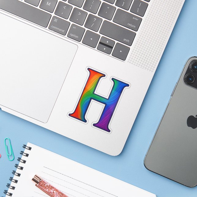 Colorful Initial Alphabet Letter H Sticker (Laptop w/ iPhone)