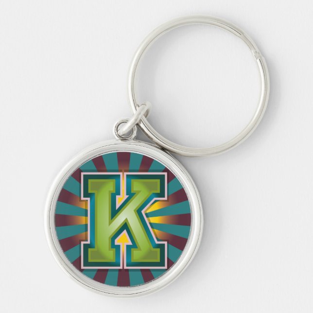 Colorful Initial "K" Keychain (Front)