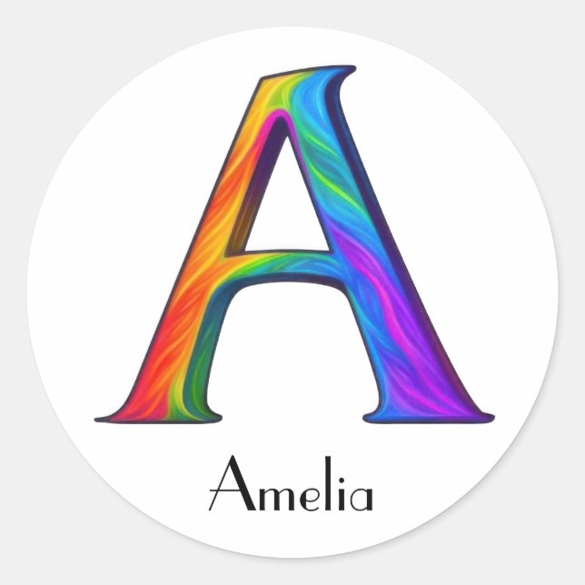 Colorful Initial Letter A Sticker (Front)