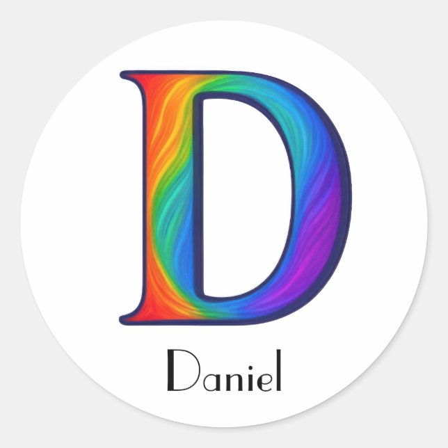 Colorful Initial Letter D Sticker (Front)