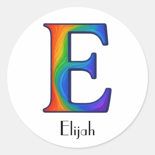 Colorful Initial Letter E Sticker (Front)
