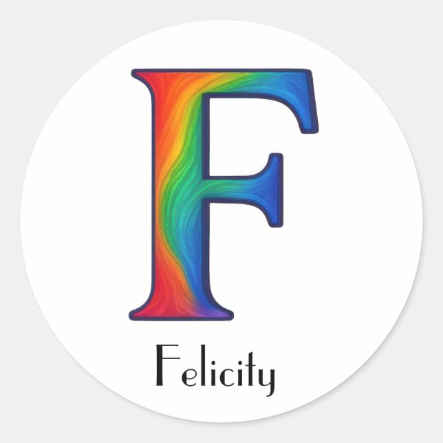 Colorful Initial Letter F Sticker (Front)