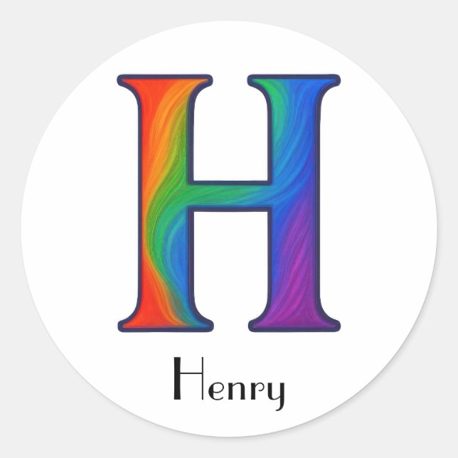 Colorful Initial Letter H Sticker (Front)