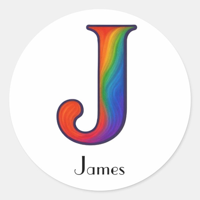 Colorful Initial Letter J Sticker (Front)