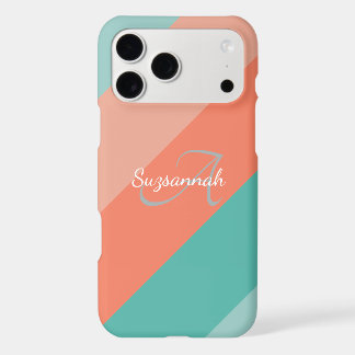 Colorful Initial Letter Monogram & Diagonal Stripe iPhone 17 Pro Max Case
