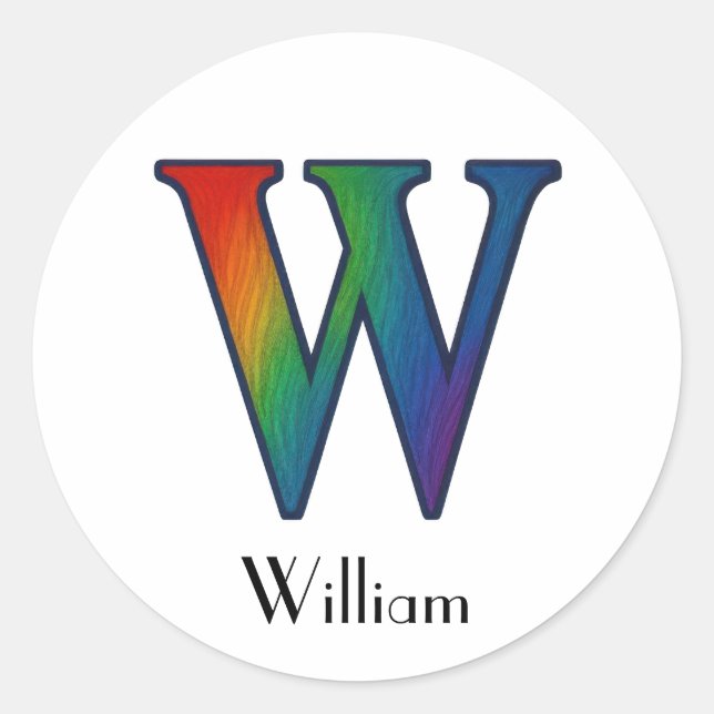 Colorful Initial Letter W Sticker (Front)