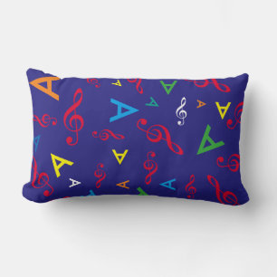 colorful initials & music notes personalized lumbar pillow