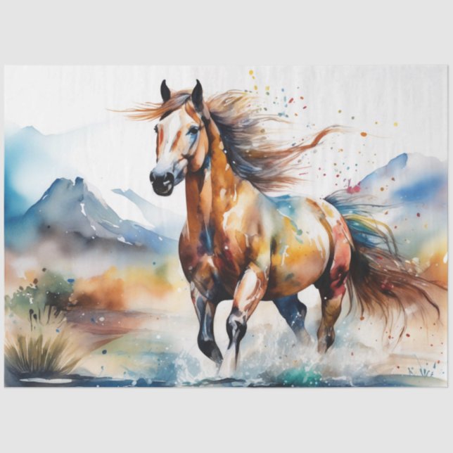 Colorful Ink Blot Horse Tissue Paper (Front)