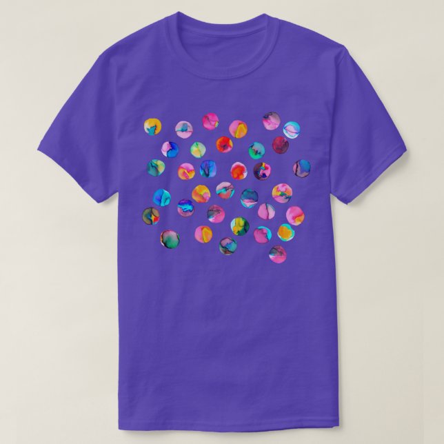 Colorful Ink Dots Multicolored T-Shirt (Design Front)
