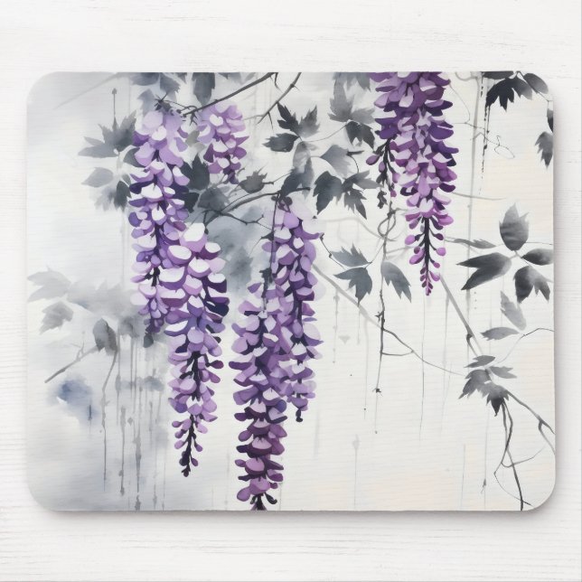 Colorful Ink Painting Wisteria Mouse Pad (Front)
