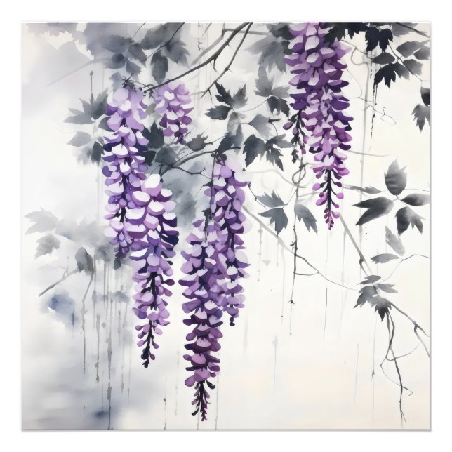 Colorful Ink Painting Wisteria Photo Print (Front)