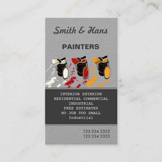 Colorful Ink Splash Professional House Painter Business Card (Front)