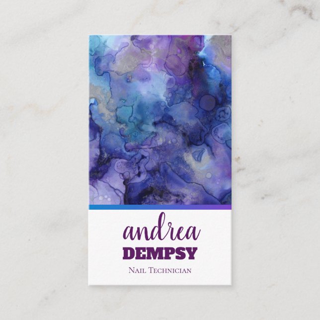Colorful Ink Splatters | Nail Technician Business Card (Front)