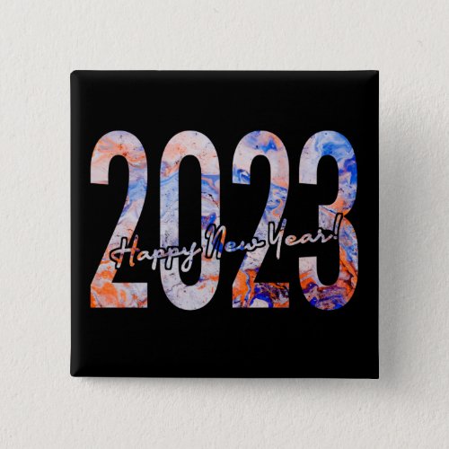 Colorful Ink Textured Happy New Year 2023 Design Button