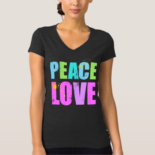 Colorful Inked Peace and Love  T_Shirt