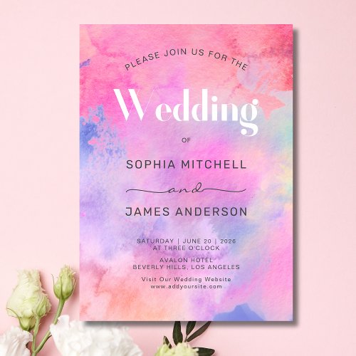 Colorful Inky Cloud Modern Wedding Invitation