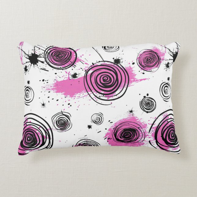 Colorful Inky Petals Patterns Accent Pillow (Front)