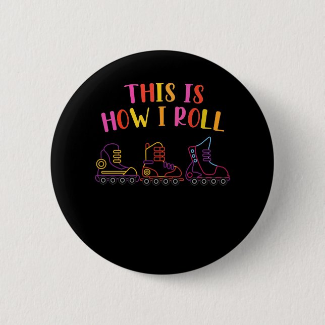 Colorful Inline Skates Roller Skate Inline Skater Button (Front)