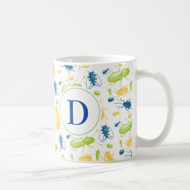 Colorful insect bug nature monogram mug (Right)