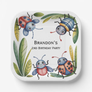 Colorful Insect Bugs 2nd. Birthday Party Paper Plates