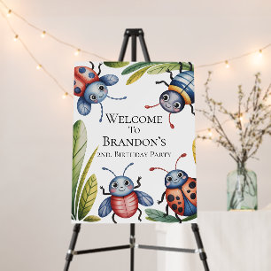 Colorful Insect Bugs 2nd. Birthday Party Welcome Foam Board