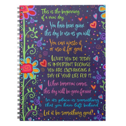 Colorful Inspirational Fun New Day Quote Notebook