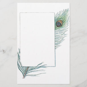 Colorful Inspirational Vintage Peacock Feather Stationery