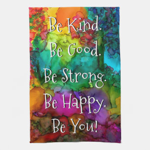 Colorful Inspirational Words Kitchen Towel