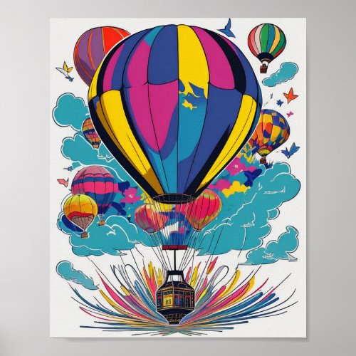 Colorful Inspiring Hot Air Balloon Design Poster