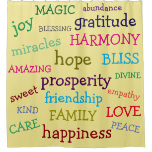 Colorful Inspiring Positive Words Design Shower Curtain