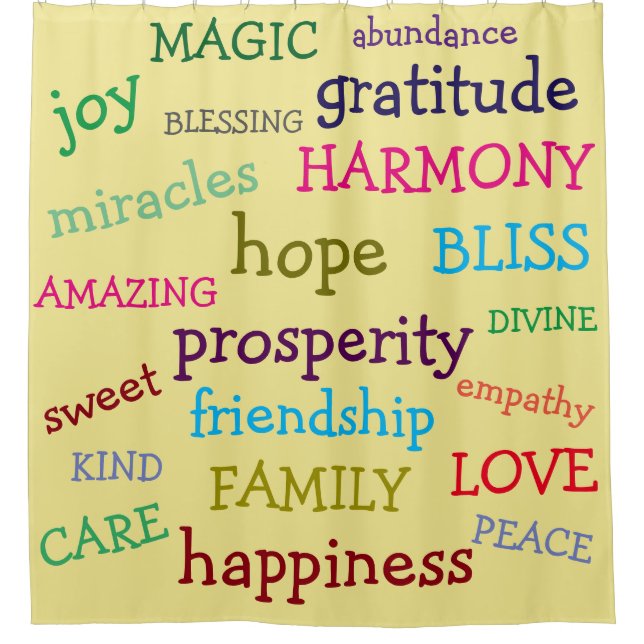 Colorful Inspiring Positive Words Design Shower Curtain (Front)