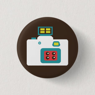 Colorful Instant Camera (White / Blue) Flair Button