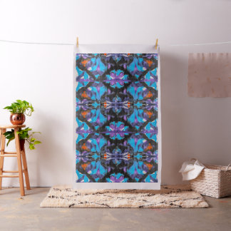 Colorful Interesting Abstract Design Blues Black  Fabric