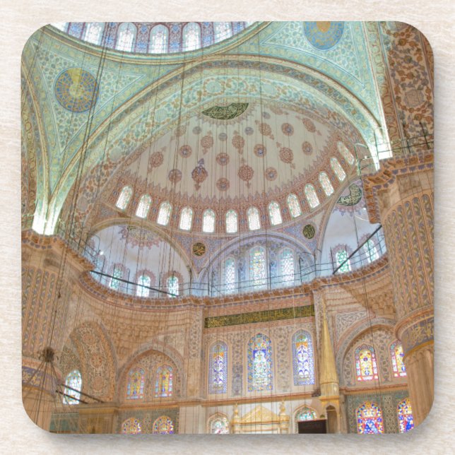 Colorful interior domed ceiling of Blue Mosque Coaster (Front)