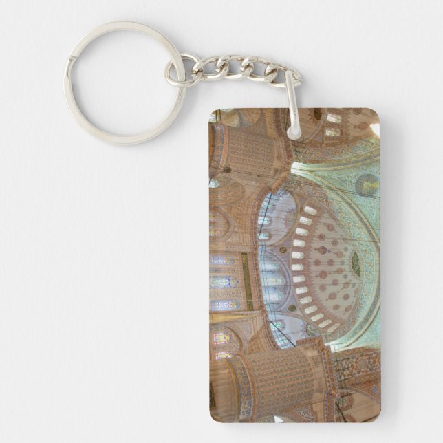 Colorful interior domed ceiling of Blue Mosque Keychain (Front)