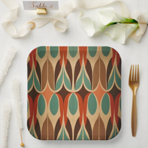 Colorful Interlocking Design Paper Plates