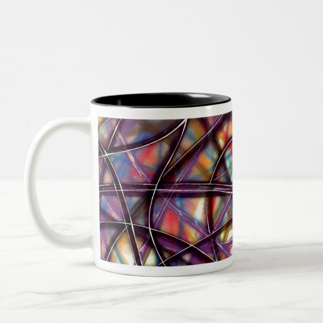Colorful Intersecting Lines Two-Tone Coffee Mug (Left)